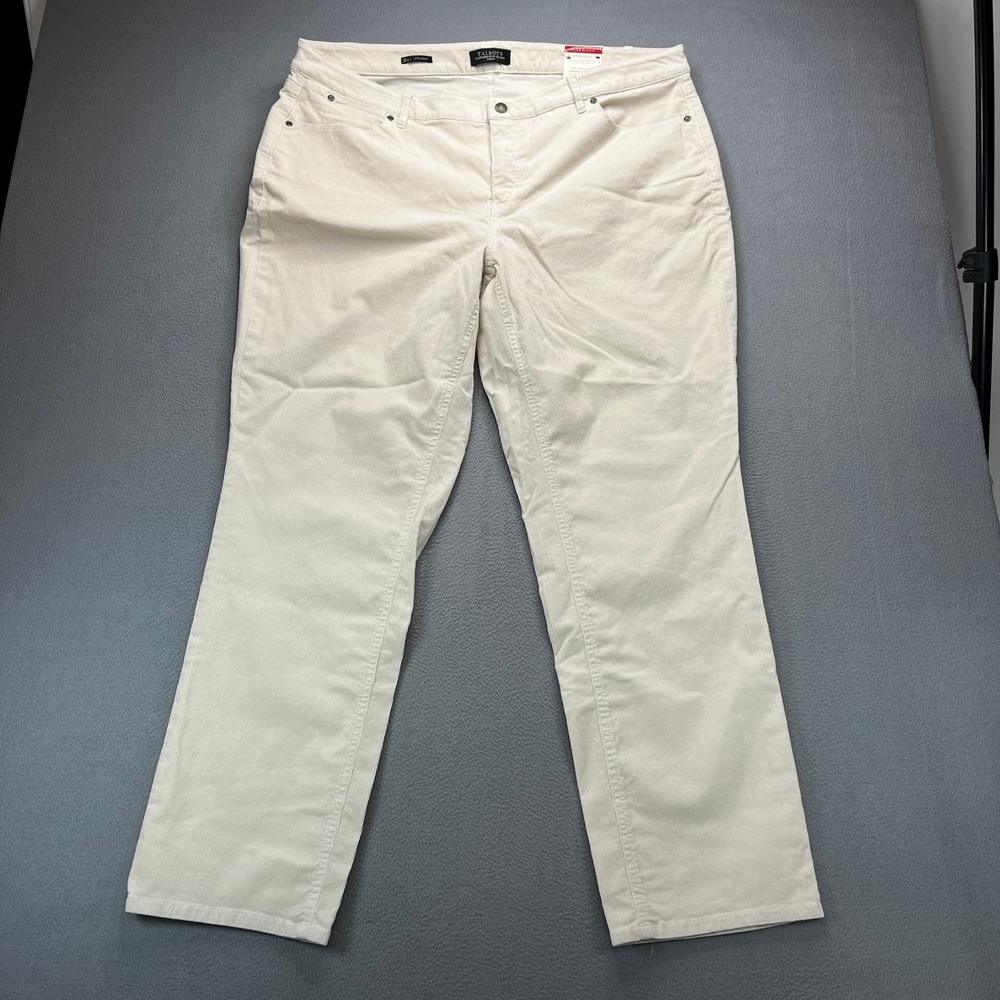 Talbots Flawless Five-Pocket Pants Womens 20W Ivory Corduroy Straight Leg Casual